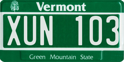 VT license plate XUN103