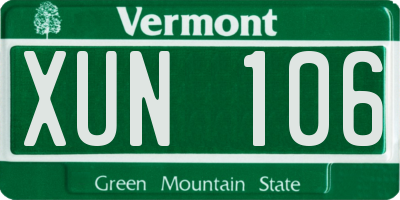 VT license plate XUN106
