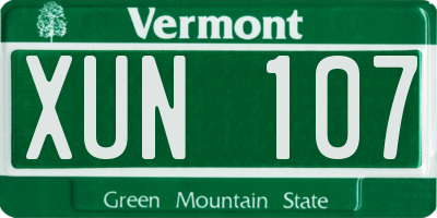 VT license plate XUN107