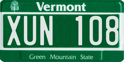 VT license plate XUN108