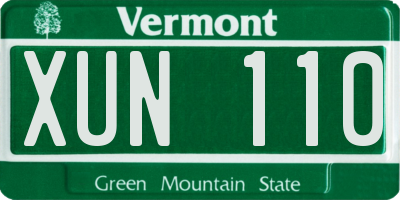 VT license plate XUN110