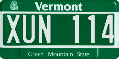VT license plate XUN114