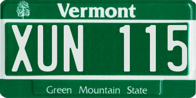 VT license plate XUN115