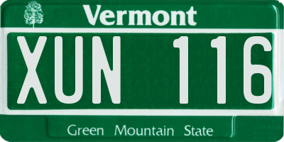 VT license plate XUN116