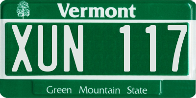 VT license plate XUN117