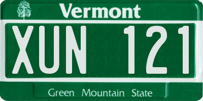 VT license plate XUN121