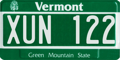 VT license plate XUN122