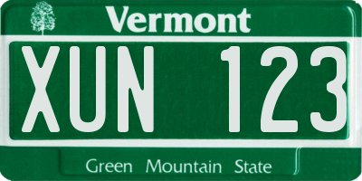 VT license plate XUN123