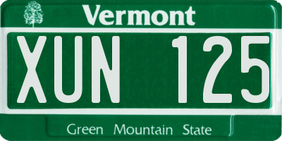 VT license plate XUN125