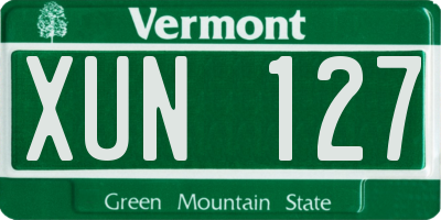 VT license plate XUN127
