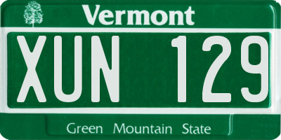 VT license plate XUN129