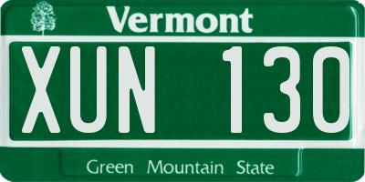 VT license plate XUN130