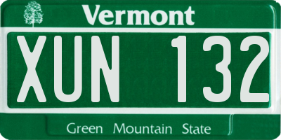 VT license plate XUN132