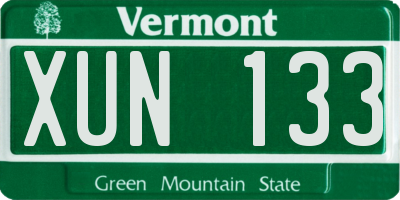 VT license plate XUN133