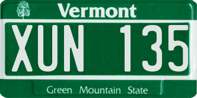 VT license plate XUN135