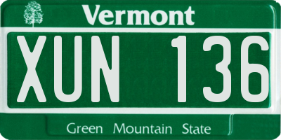VT license plate XUN136