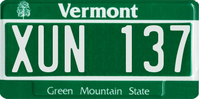 VT license plate XUN137