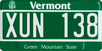 VT license plate XUN138
