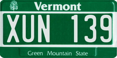 VT license plate XUN139