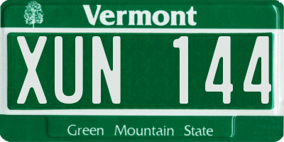 VT license plate XUN144