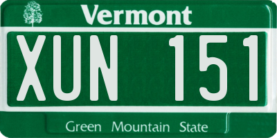 VT license plate XUN151