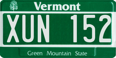 VT license plate XUN152
