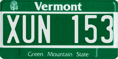 VT license plate XUN153
