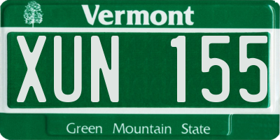 VT license plate XUN155