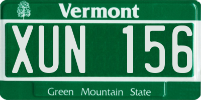 VT license plate XUN156