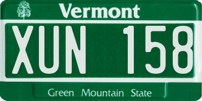 VT license plate XUN158
