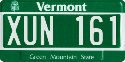 VT license plate XUN161