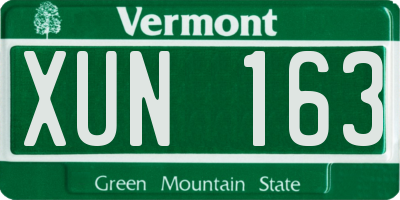 VT license plate XUN163