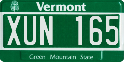 VT license plate XUN165
