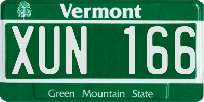 VT license plate XUN166