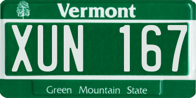 VT license plate XUN167