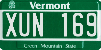 VT license plate XUN169