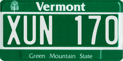 VT license plate XUN170