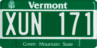 VT license plate XUN171