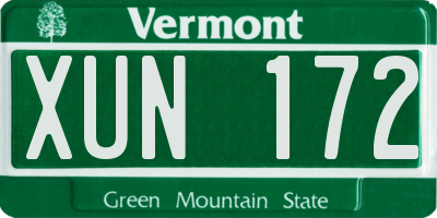 VT license plate XUN172