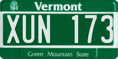 VT license plate XUN173