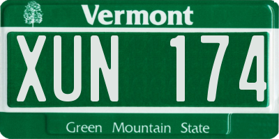 VT license plate XUN174