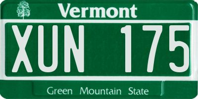 VT license plate XUN175