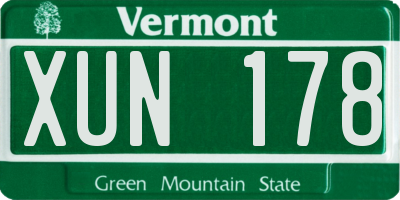 VT license plate XUN178