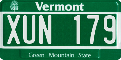 VT license plate XUN179