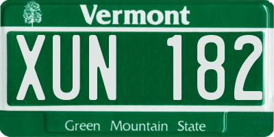 VT license plate XUN182