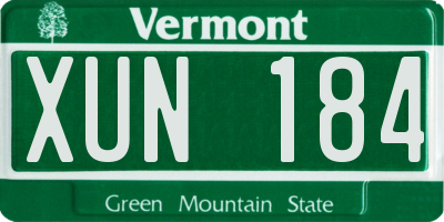 VT license plate XUN184