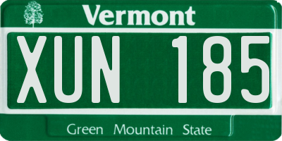 VT license plate XUN185