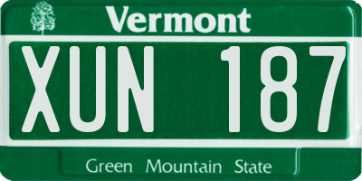 VT license plate XUN187