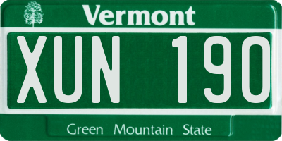 VT license plate XUN190