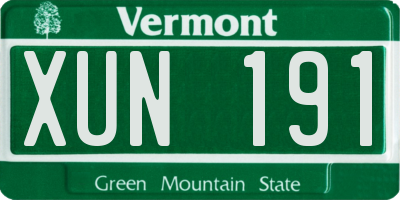 VT license plate XUN191